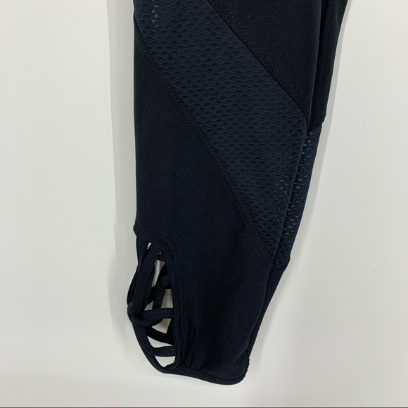 Bally Total Fitness Mesh Caged Calf Black Leggings Athletic Athleisure Size XL - Picture 4 of 15